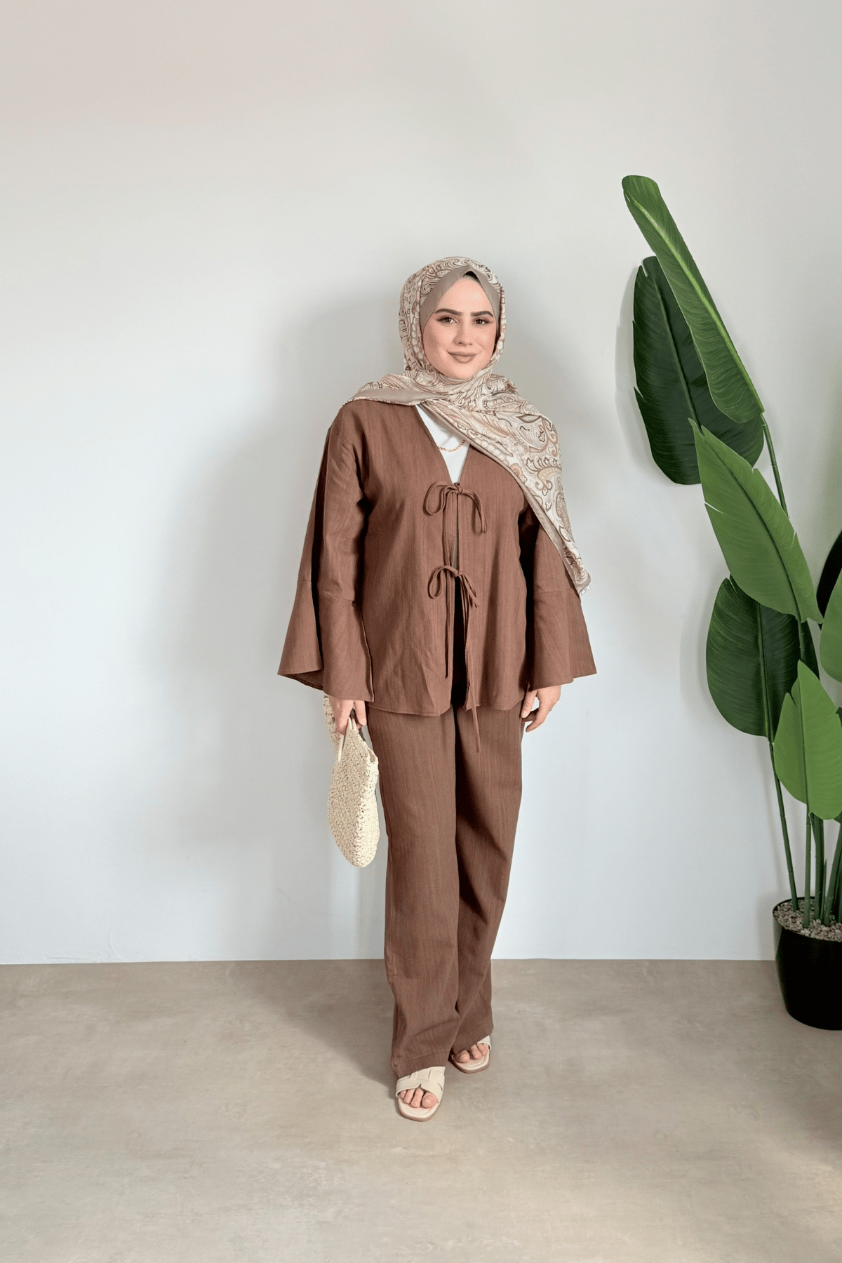 Kol Detay Kimono | Kahve