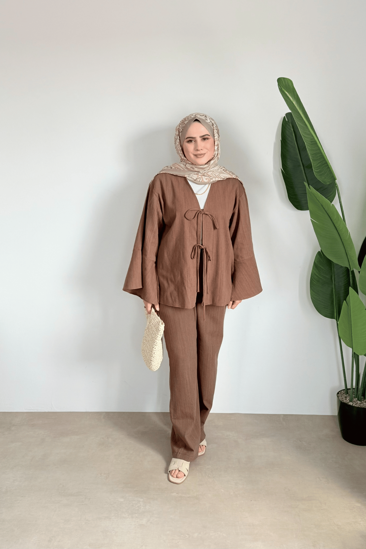 Kol Detay Kimono | Kahve