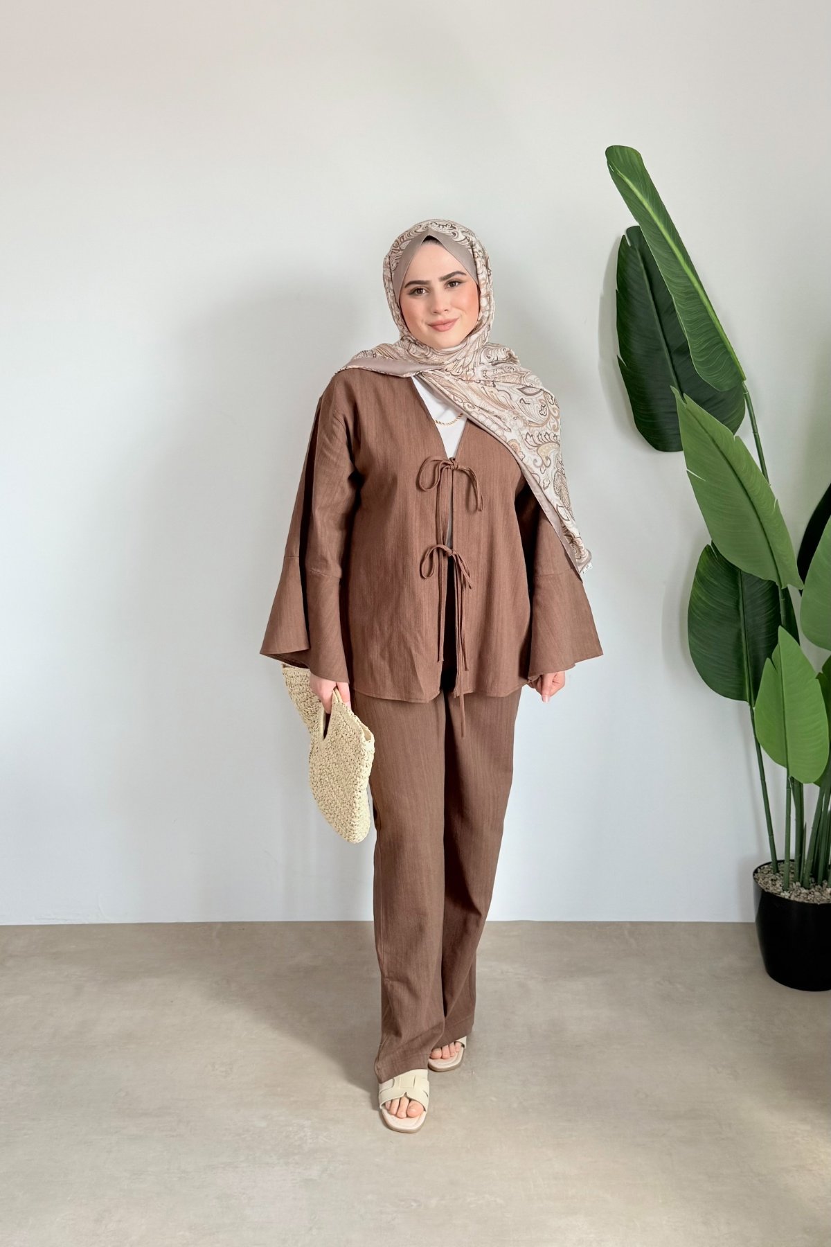 Kol Detay Kimono | Kahve