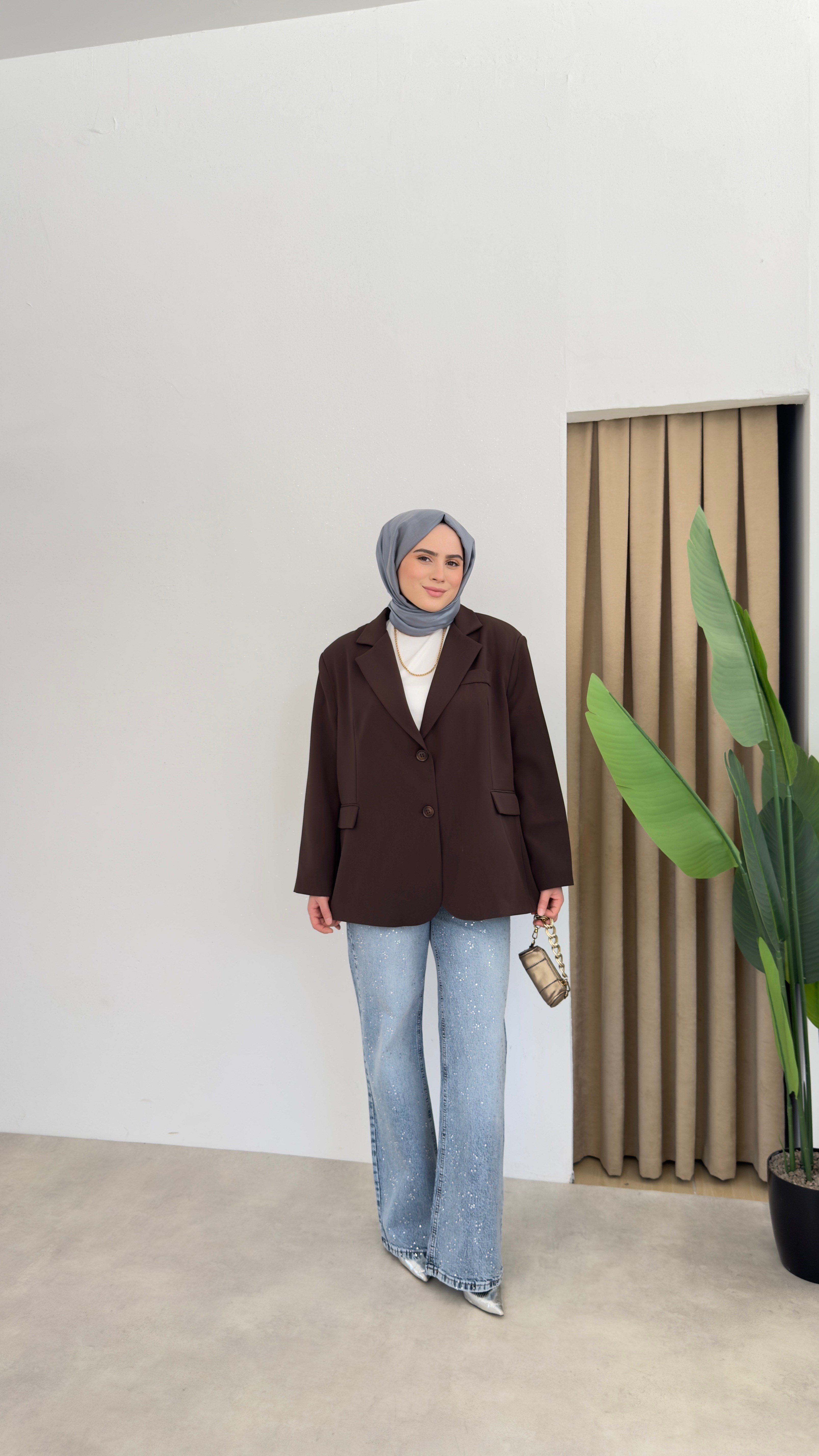 Taşlı Kot Pantolon - Açık Mavi