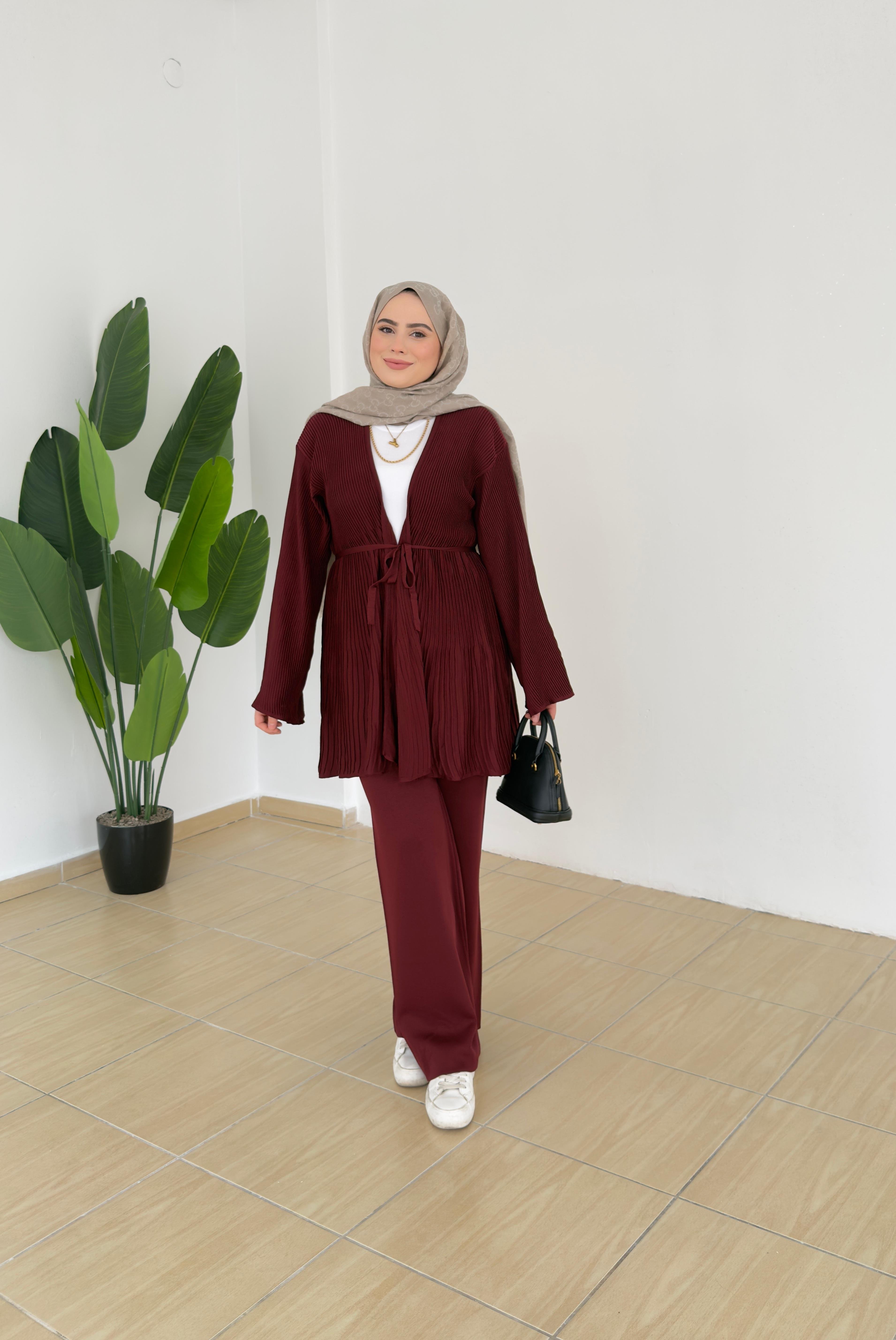 Triko Kimono Takım - Bordo