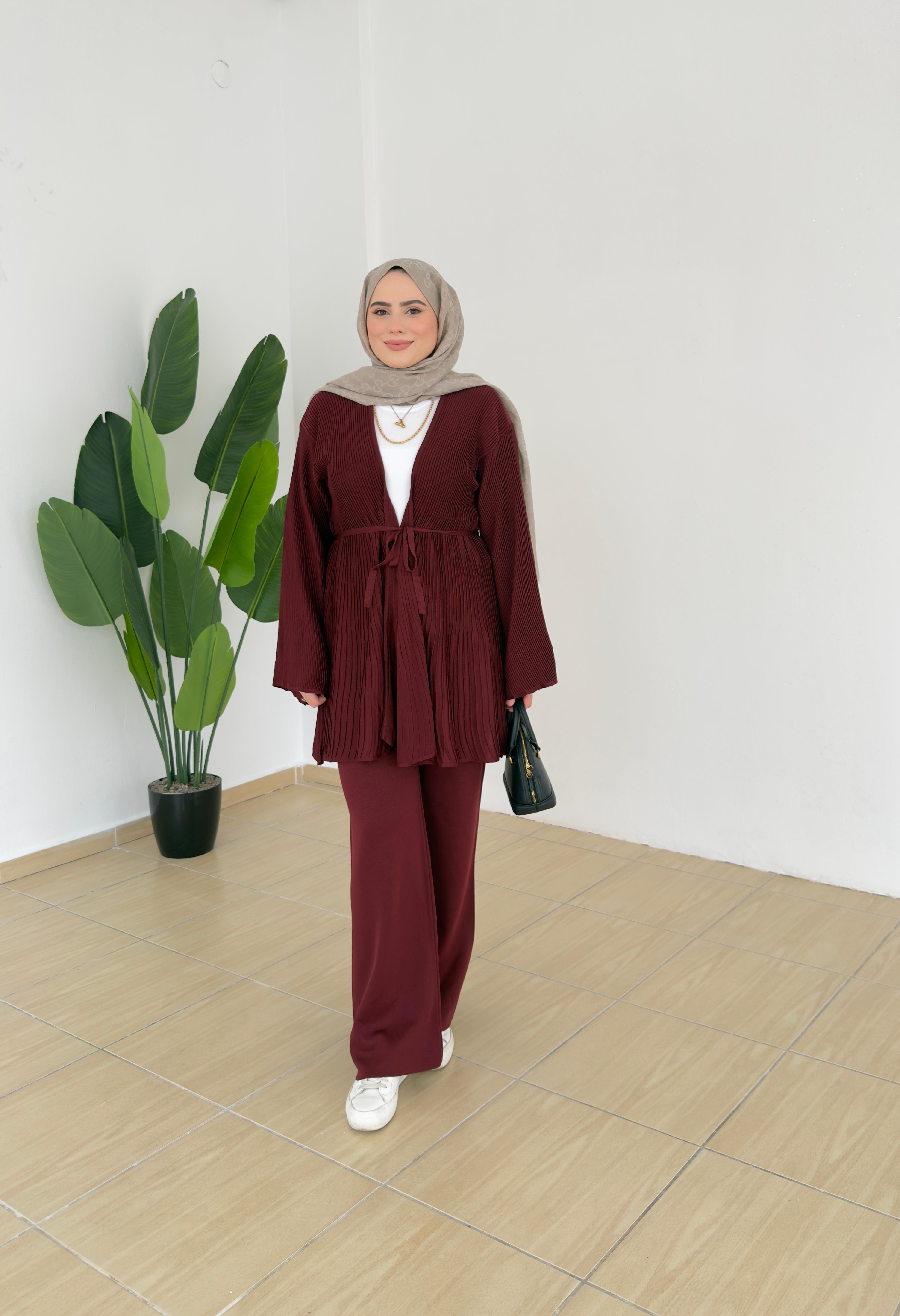 Triko Kimono Takım - Bordo