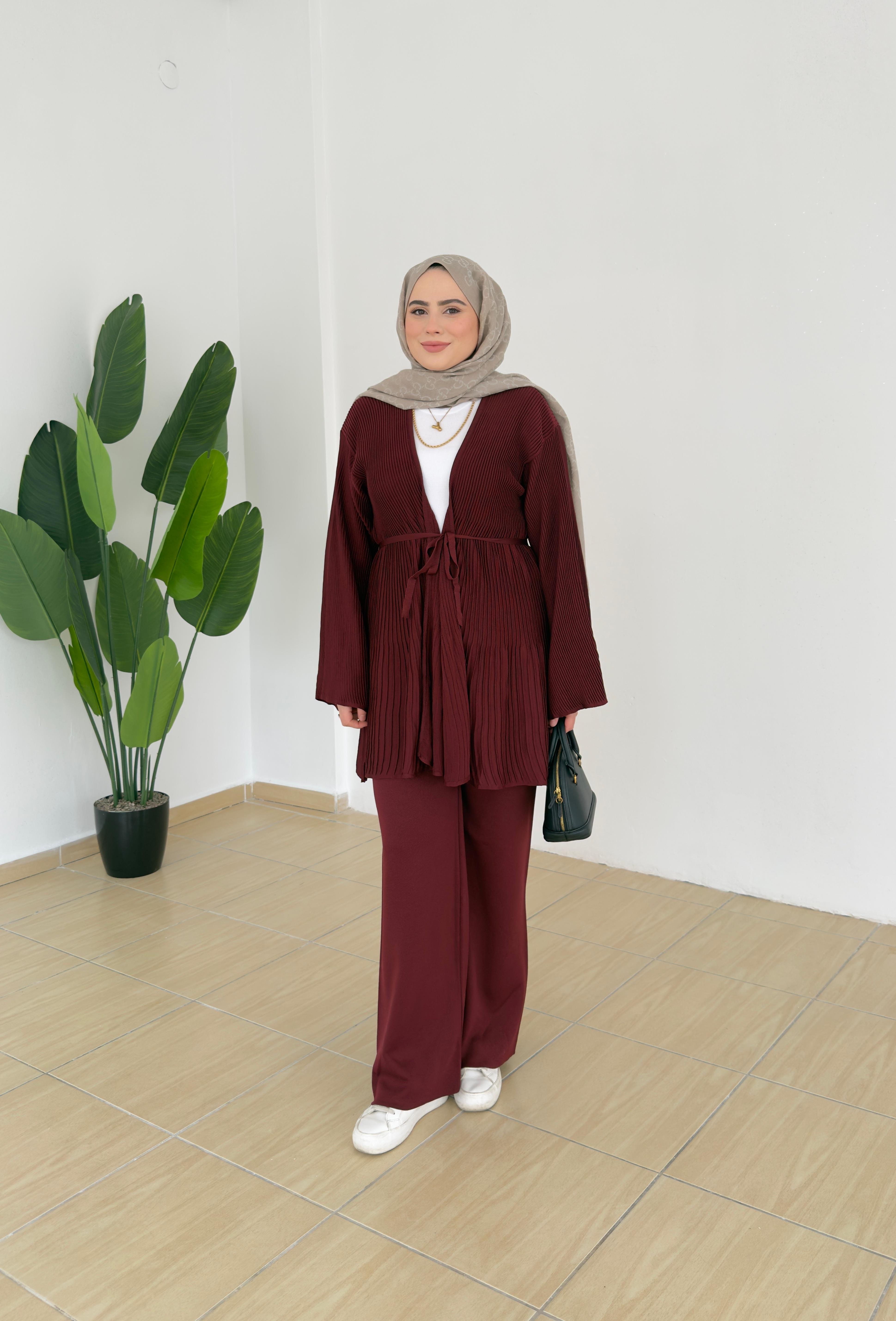 Triko Kimono Takım - Bordo