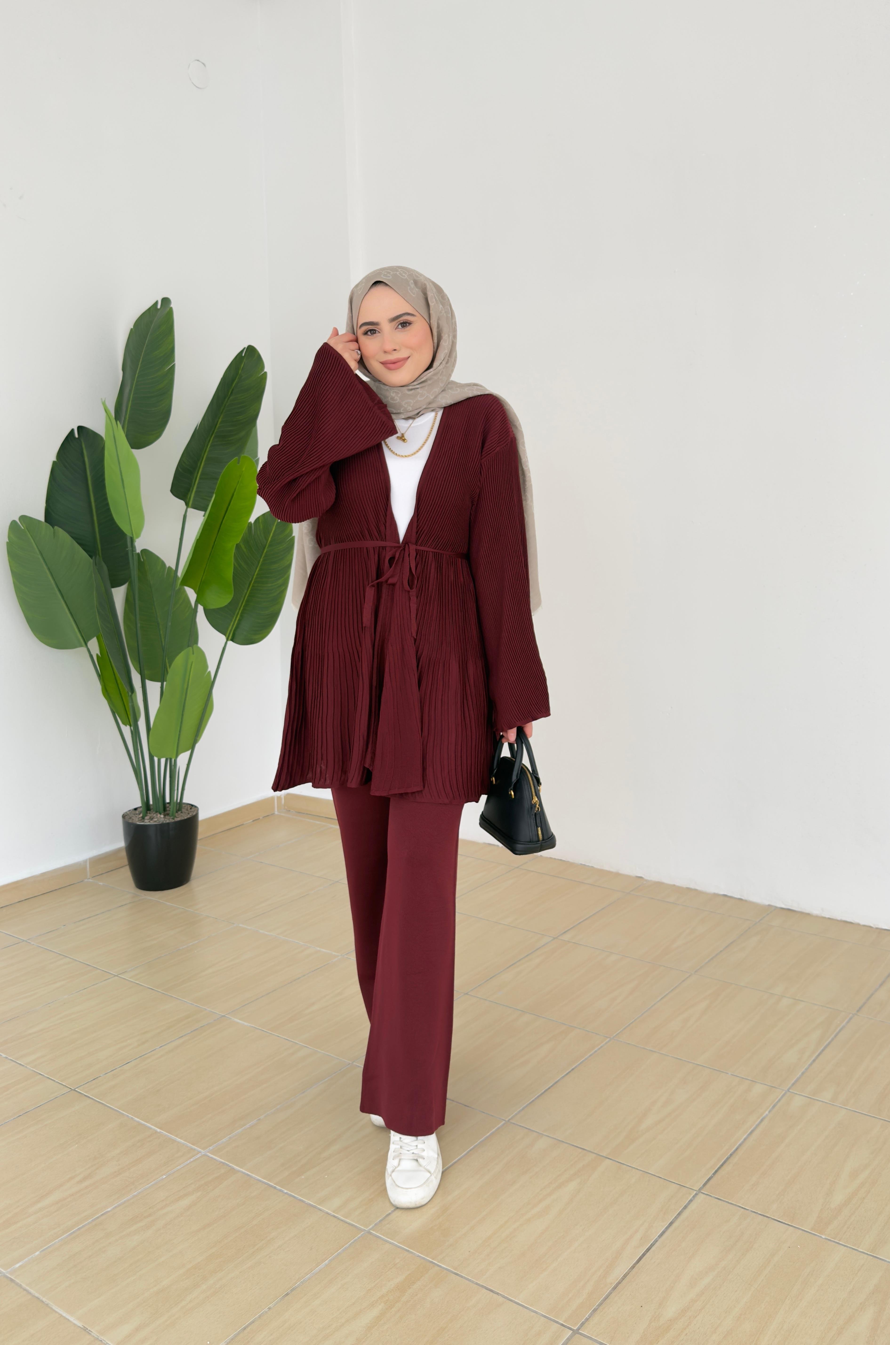 Triko Kimono Takım - Bordo