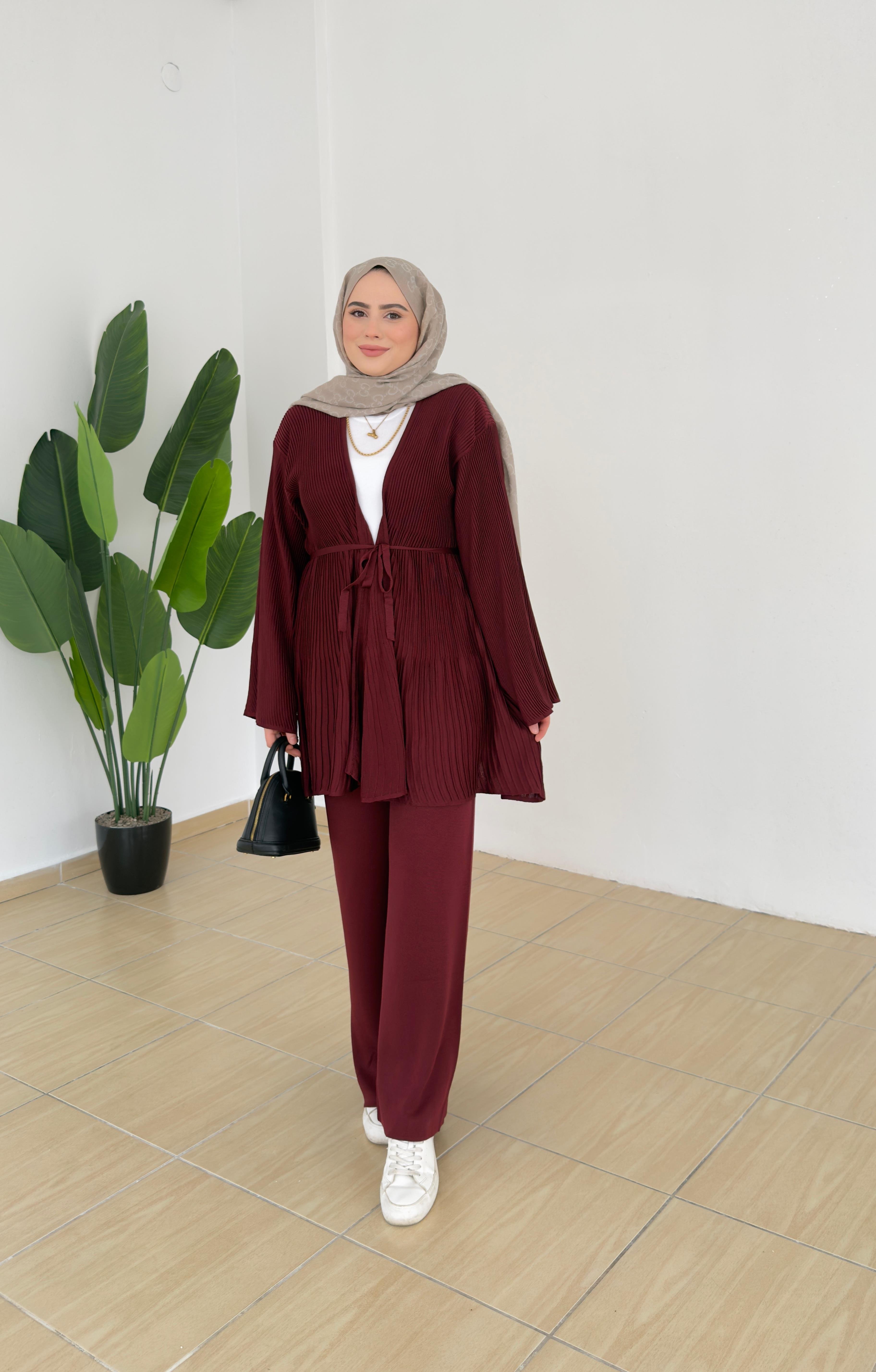Triko Kimono Takım - Bordo
