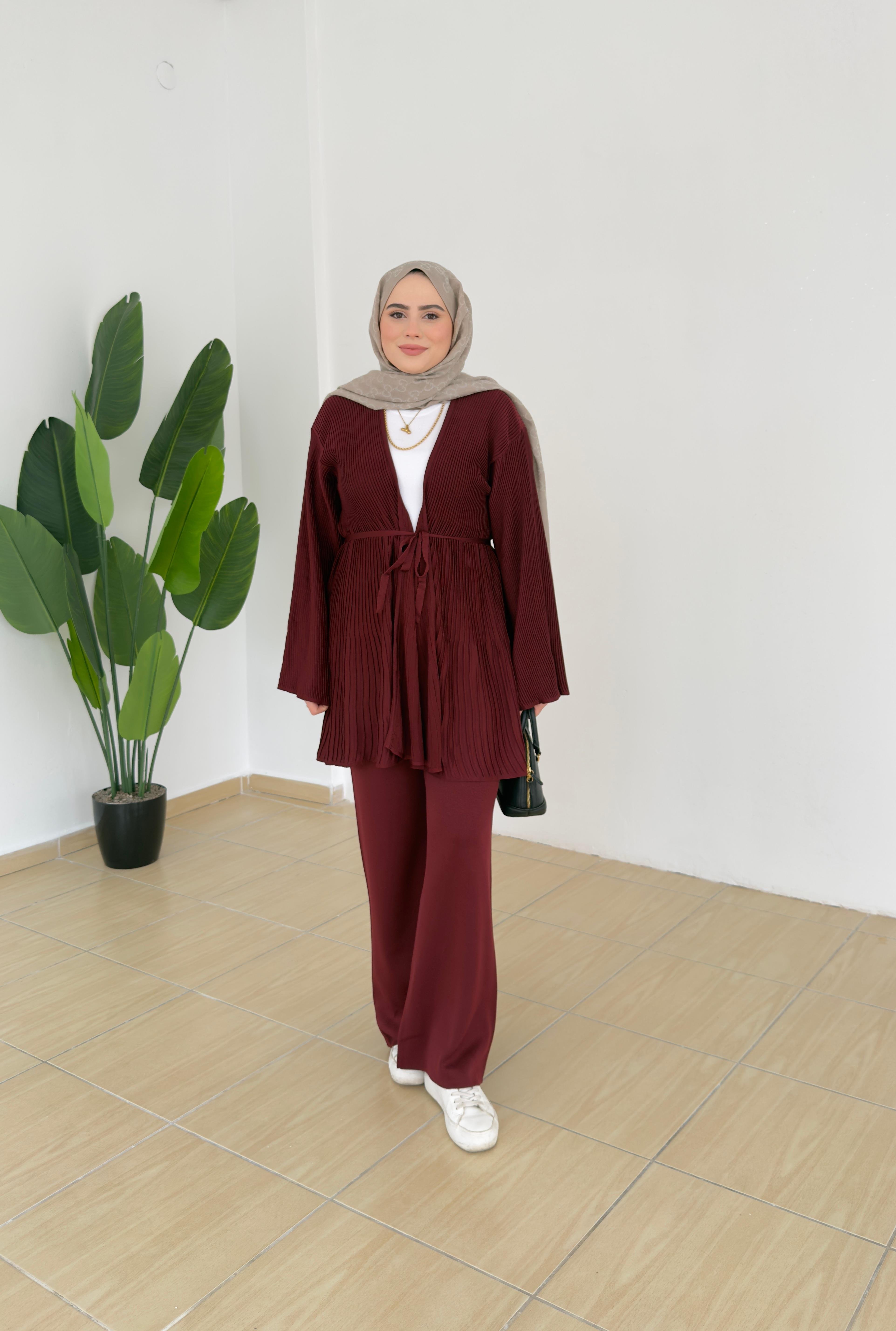 Triko Kimono Takım - Bordo