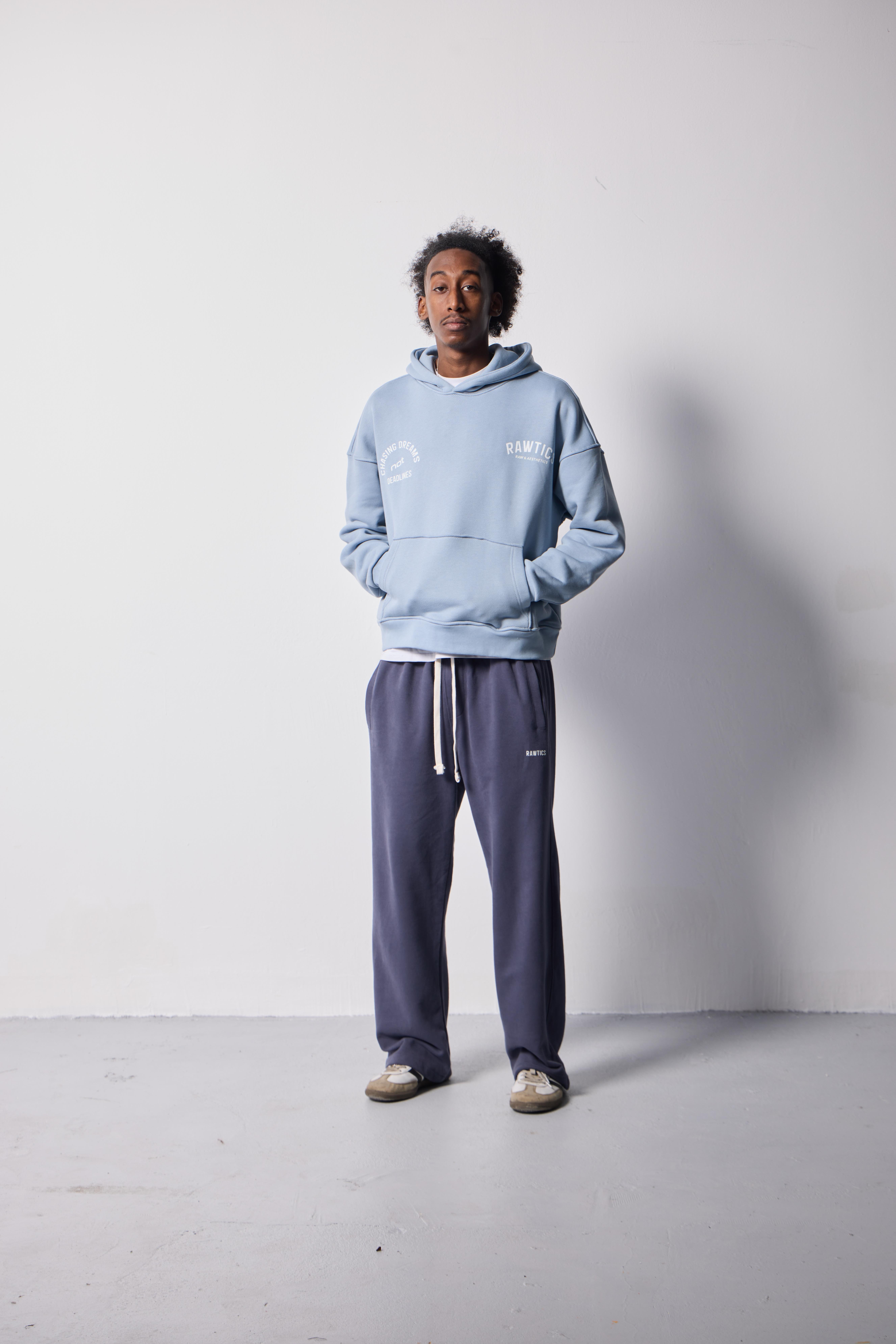 100% PAMUKLU DİYAGONAL BEBE MAVİ CROPPED FIT HOODIE