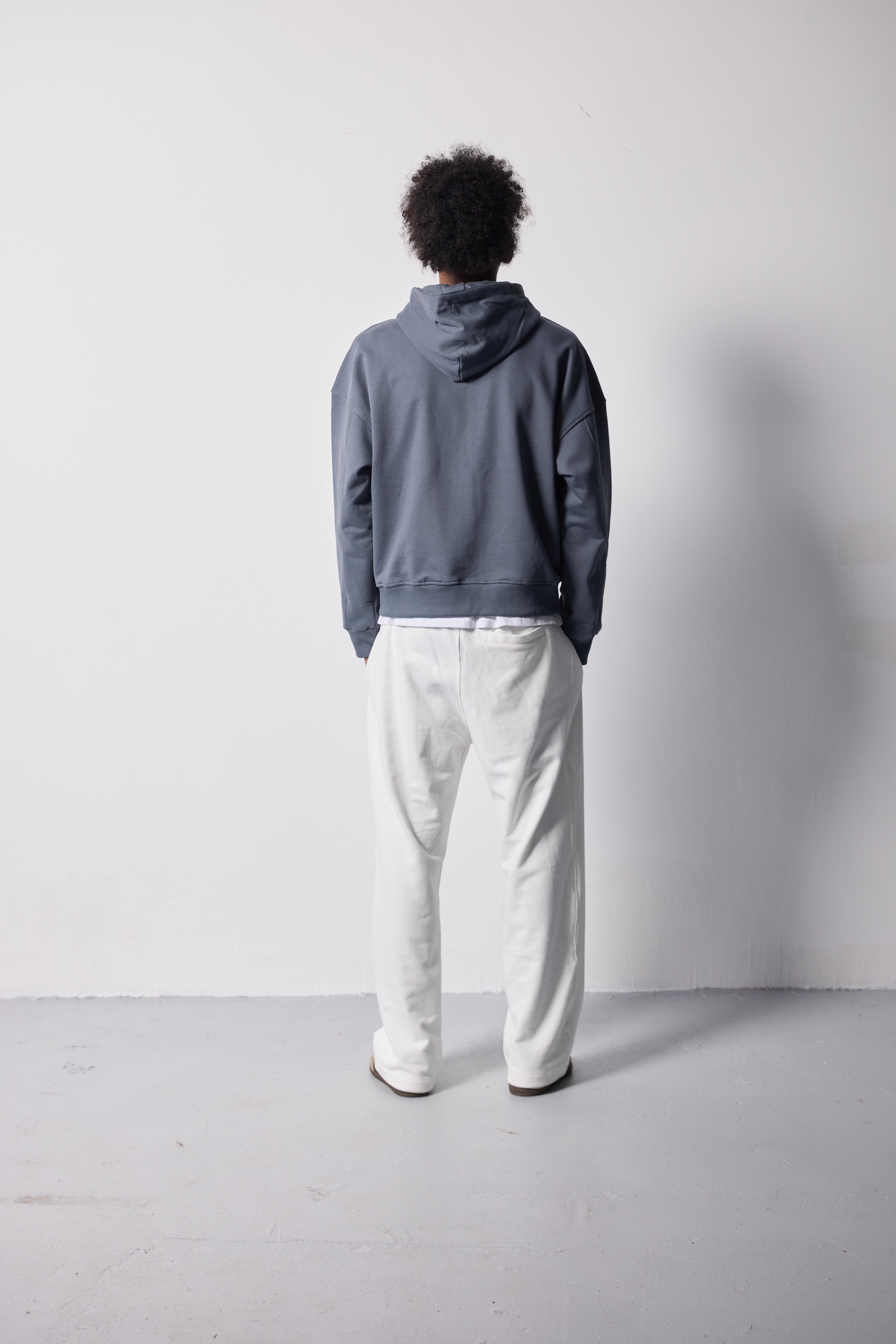 %100 PAMUKLU DİYAGONAL GRİ CROP FIT ZIP HOODIE