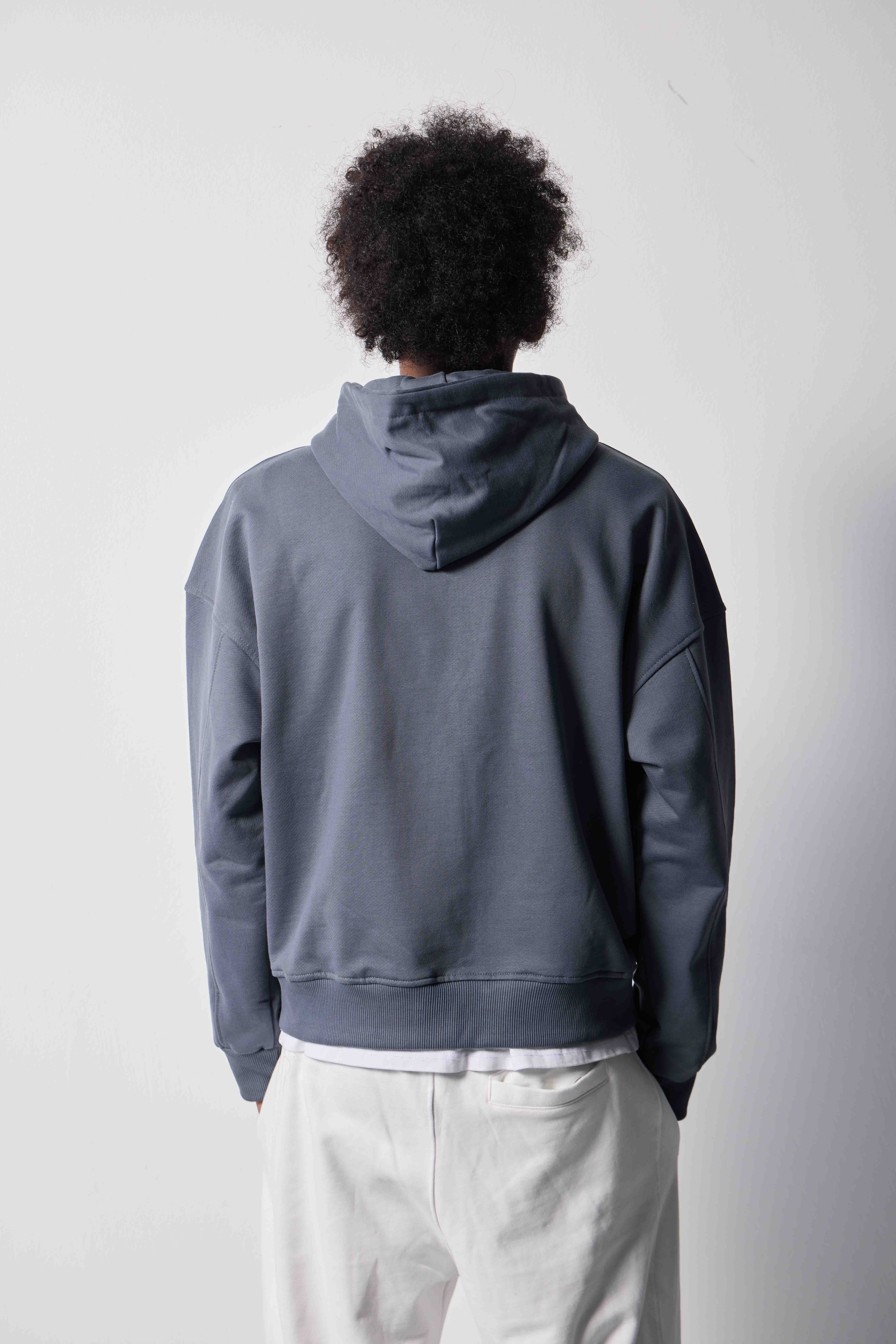 CROPPED FIT KAPÜŞONLU SWEATSHIRT Gri 