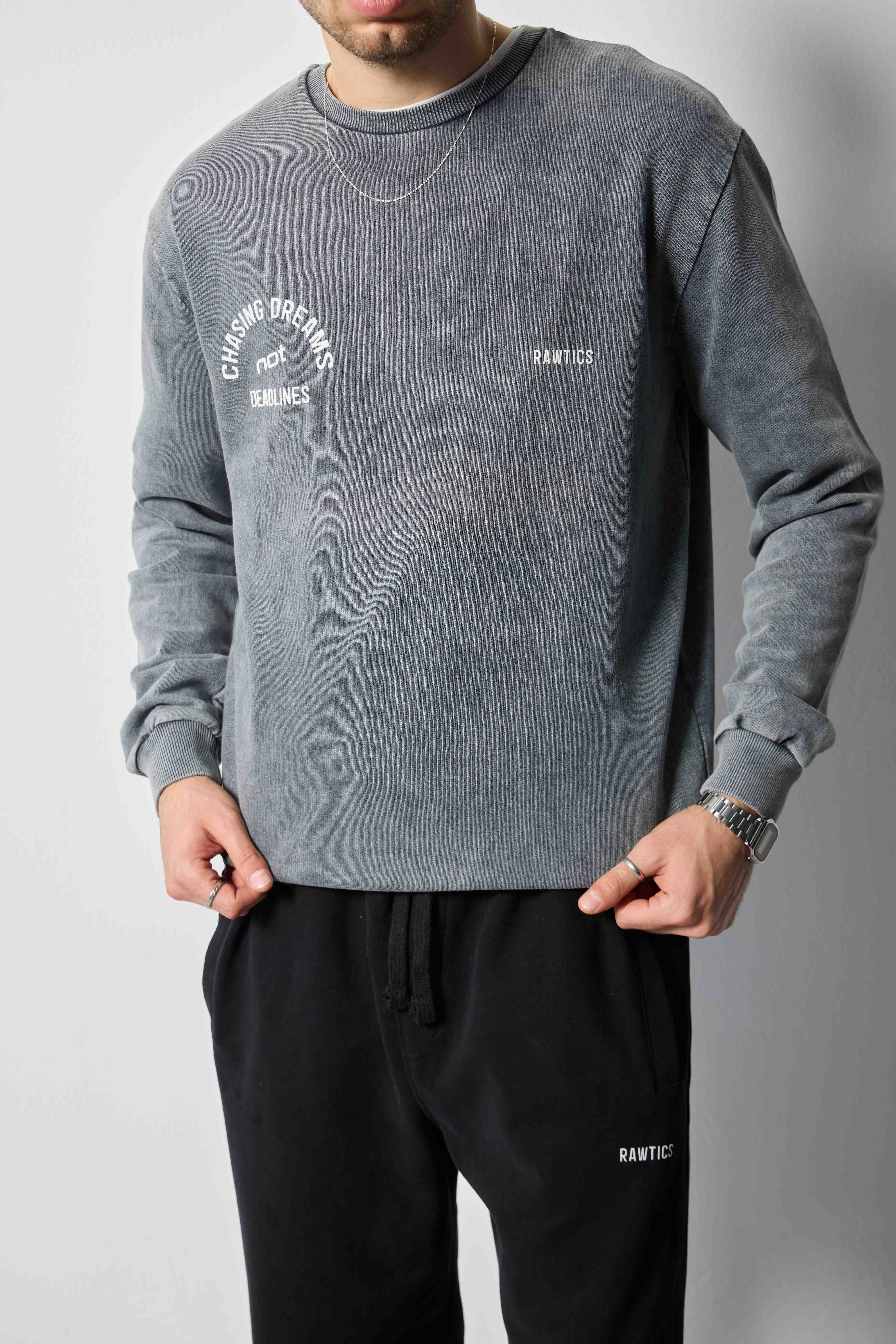 Yıkamlı Gri Sweatshirt