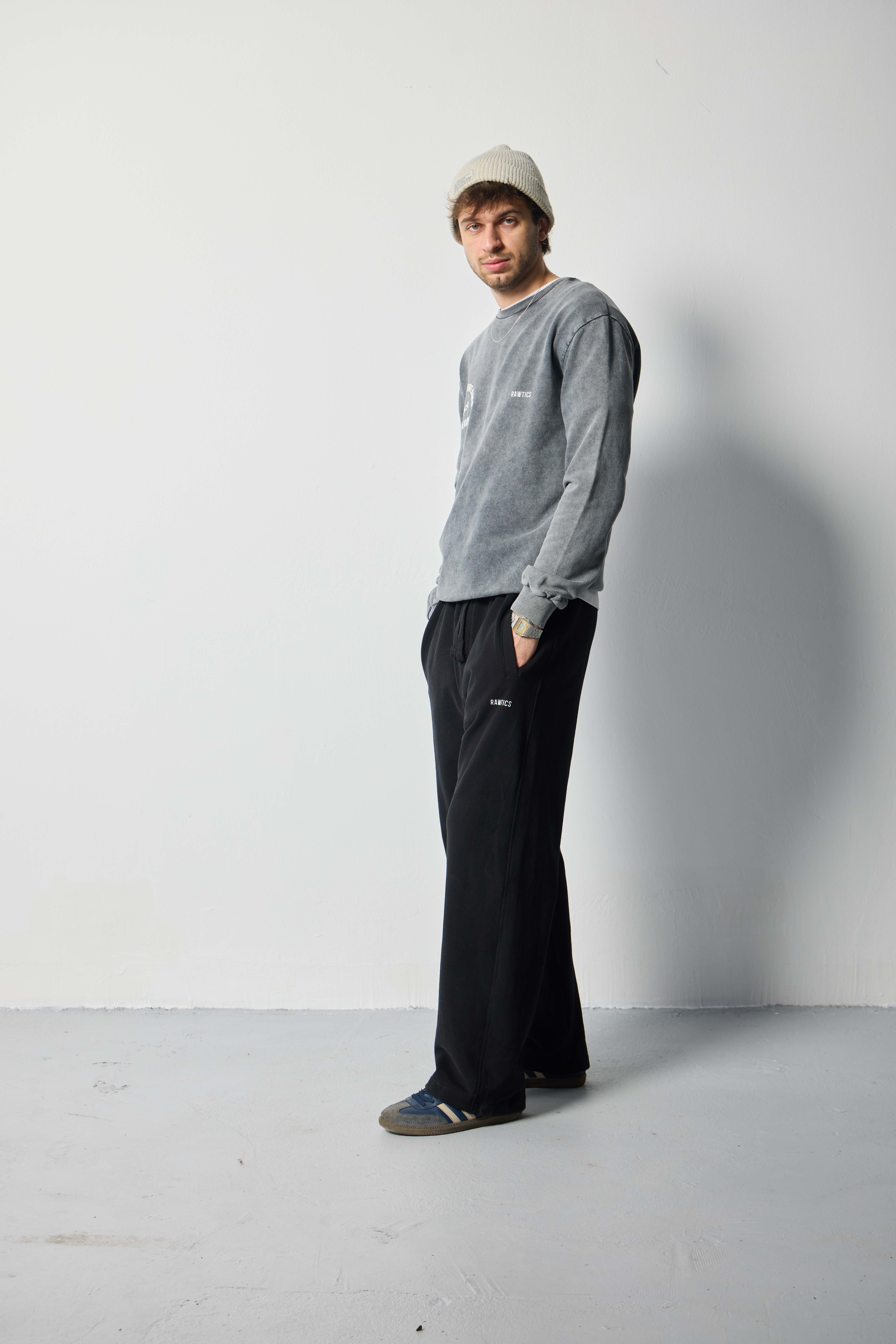 Yıkamlı Gri Sweatshirt