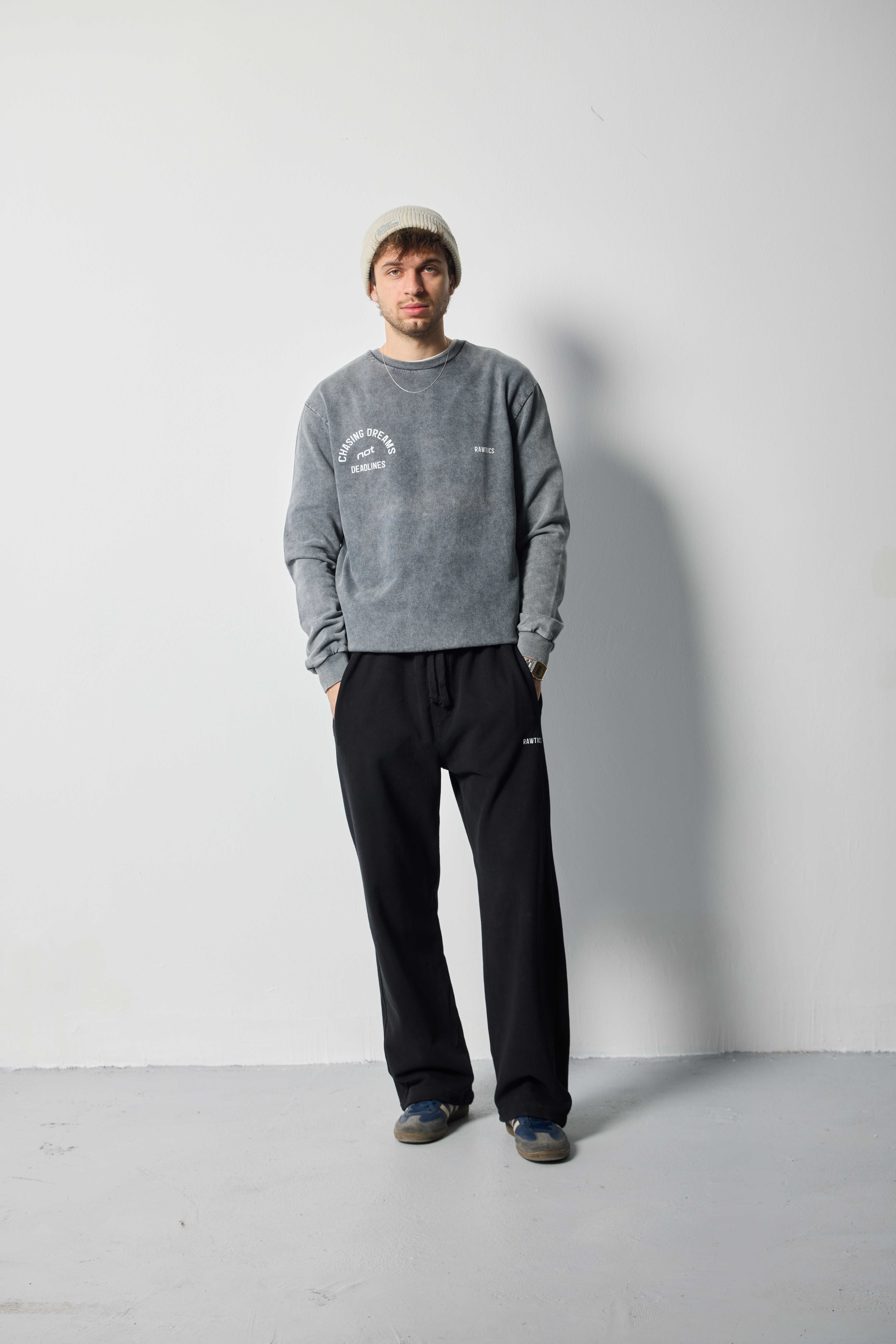 Yıkamlı Gri Sweatshirt