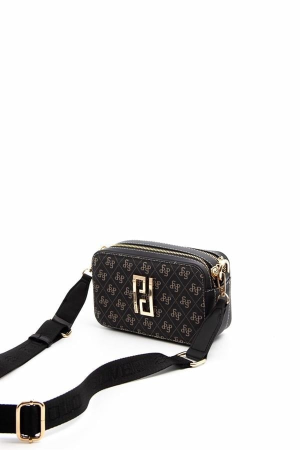 Silver & Polo SP1078 Kadın Çapraz Çanta Monogram Füme-Siyah