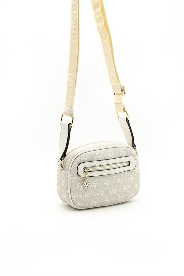 Silver & Polo SP1111 Kadın Çapraz Çanta Monogram Taş-Kemik