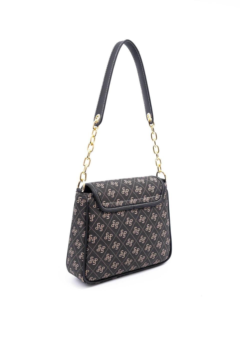 Silver & Polo SP1147 Kadın Omuz Çantası Monogram Füme-Siyah