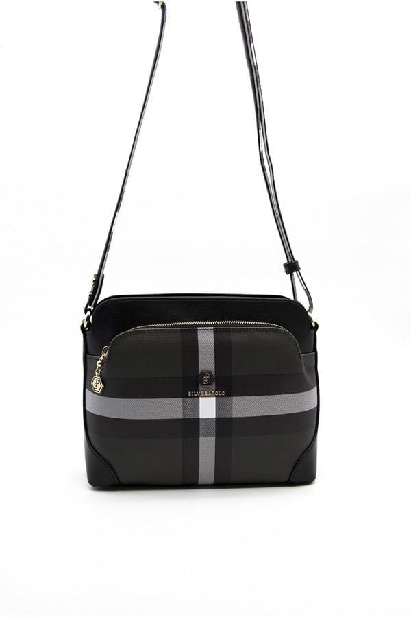 Silver & Polo SP364 Kadın Çapraz Çanta Ekose Siyah