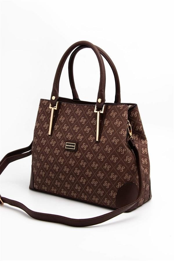 Silver & Polo SP667 Kadın El Çantası Monogram Kahve