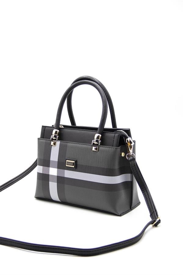 Silver & Polo SP826 Kadın El Çantası Ekose Siyah