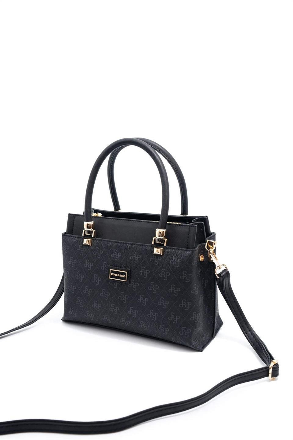 Silver & Polo SP826 Kadın El Çantası Monogram Siyah