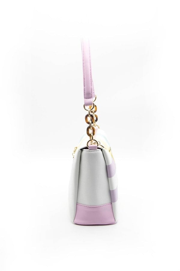 Silver & Polo SP910 Kadın Çapraz Çanta Ekose Lila-Pembe