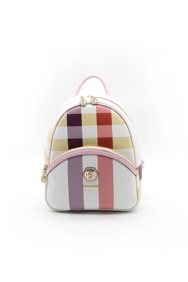 Silver & Polo SP945 Kadın Sırt Çantası Ekose Lila-Pembe