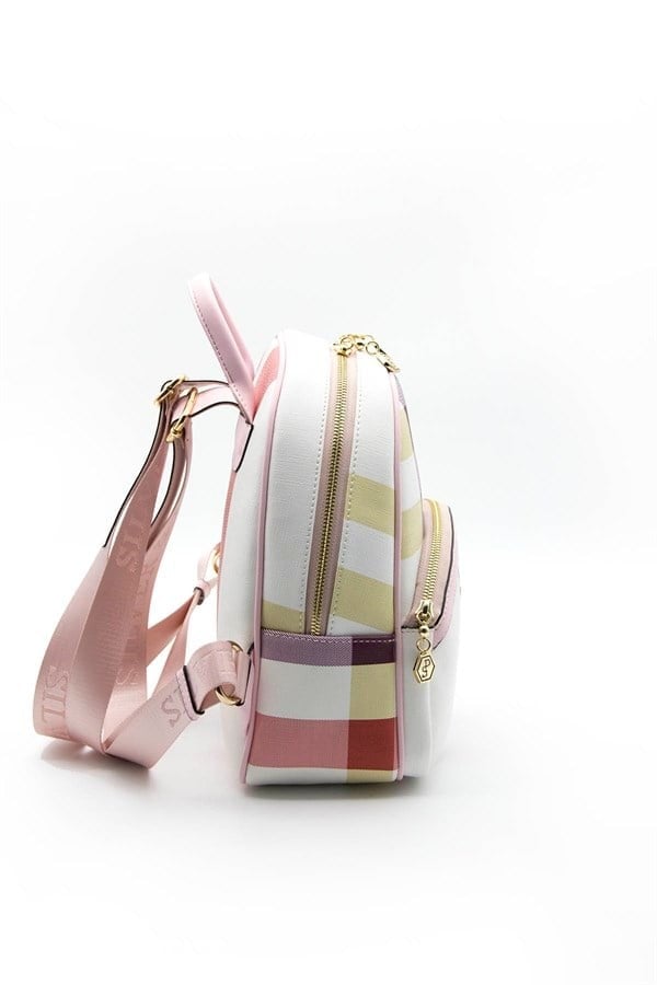 Silver & Polo SP945 Kadın Sırt Çantası Ekose Lila-Pembe