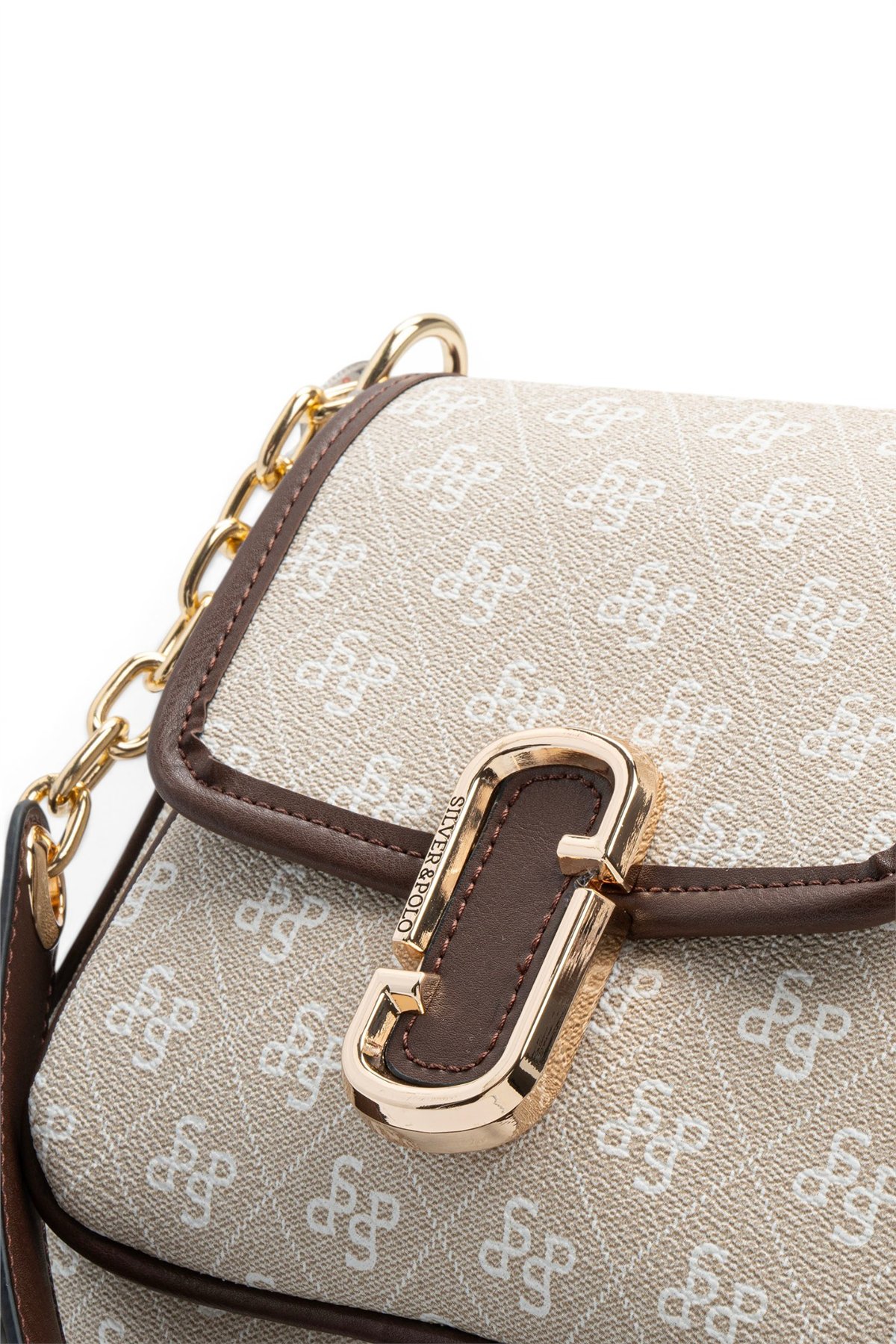 SP1147 Kadın Omuz Çantası Monogram Taş-Kahve