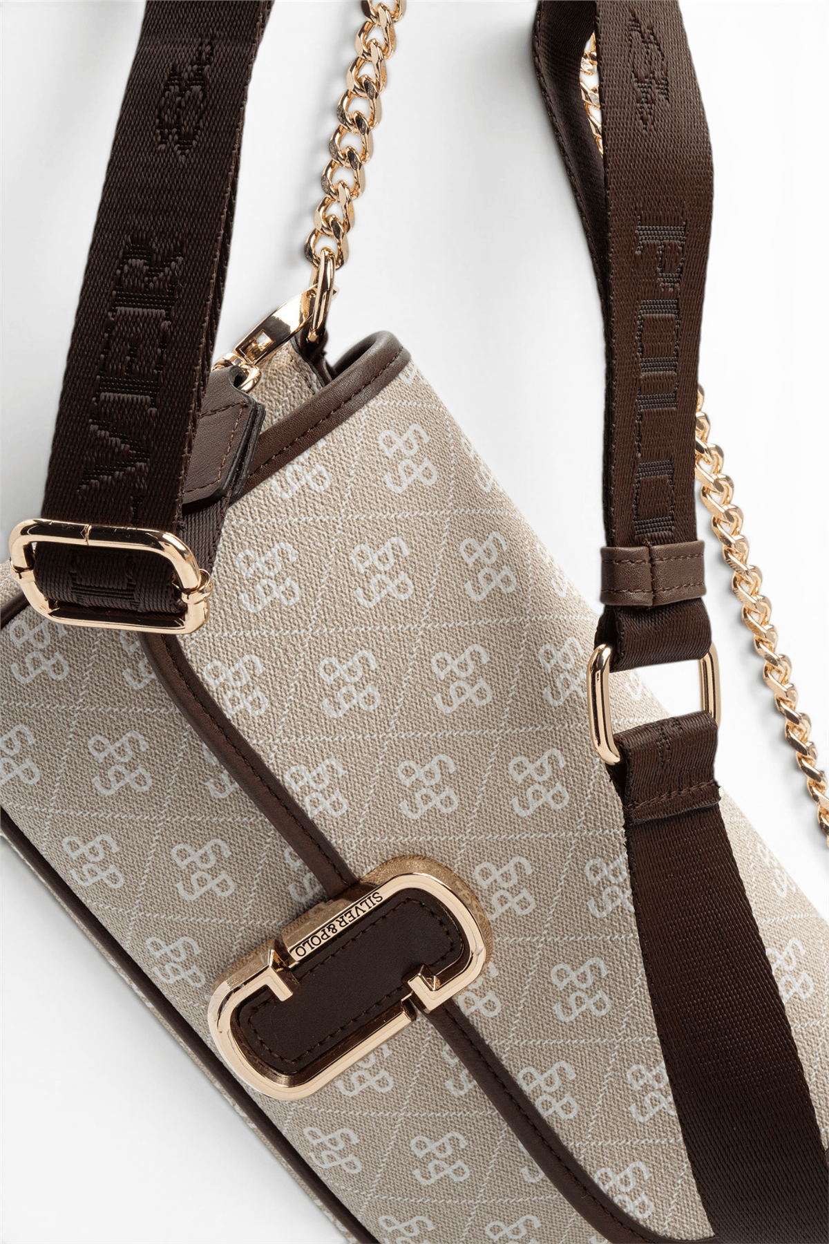 SP1171 Kadın Omuz Çantası Monogram Taş-Kahve
