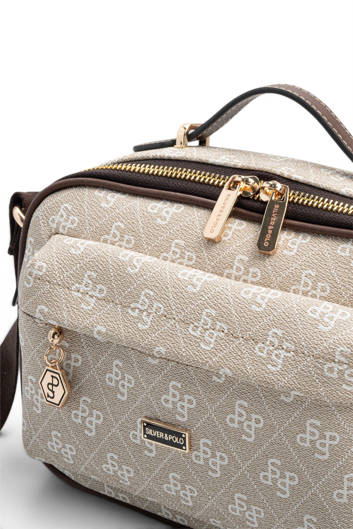SP1186 Kadın Çapraz Çanta Monogram Taş-Kahve