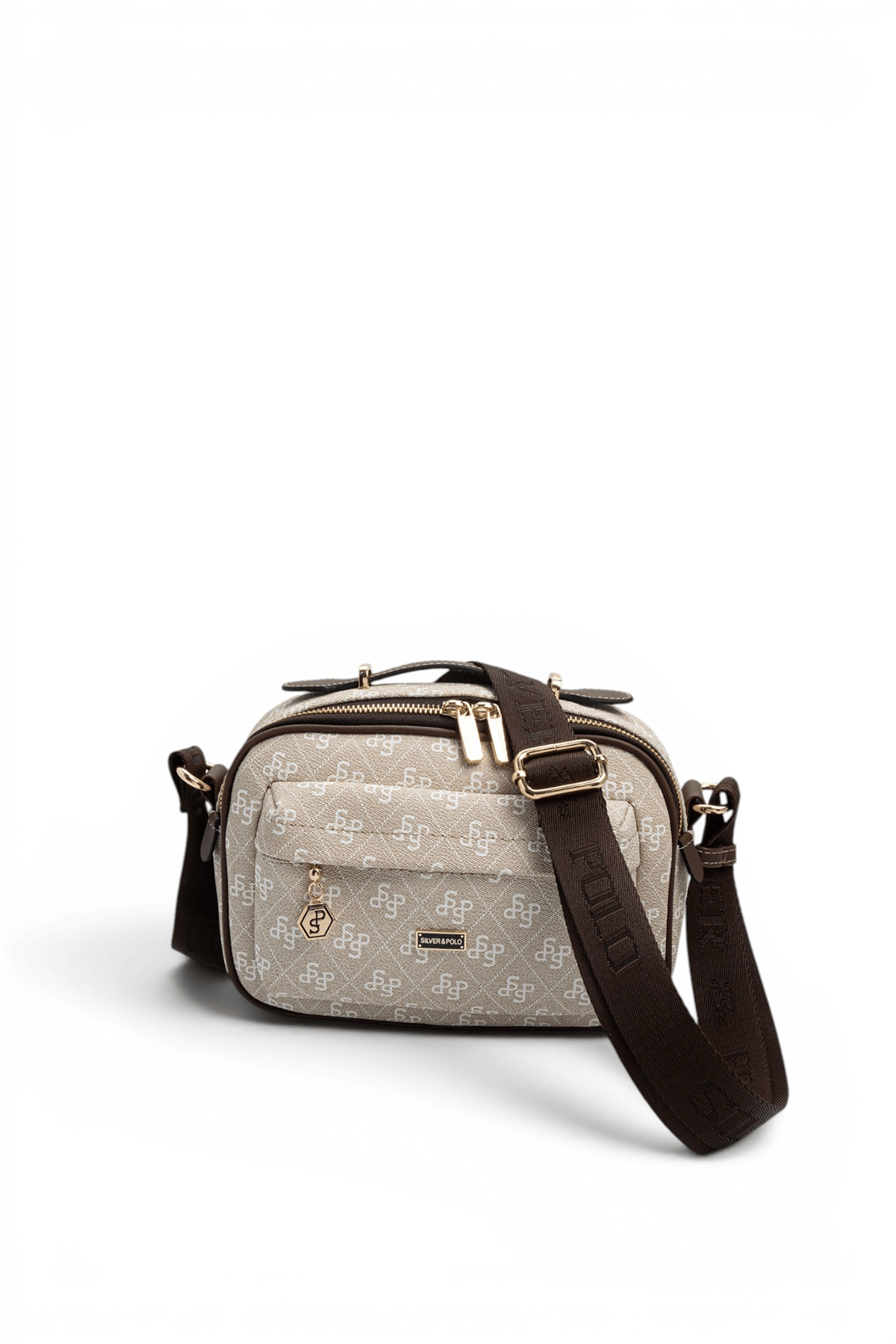 SP1186 Kadın Çapraz Çanta Monogram Taş-Kahve