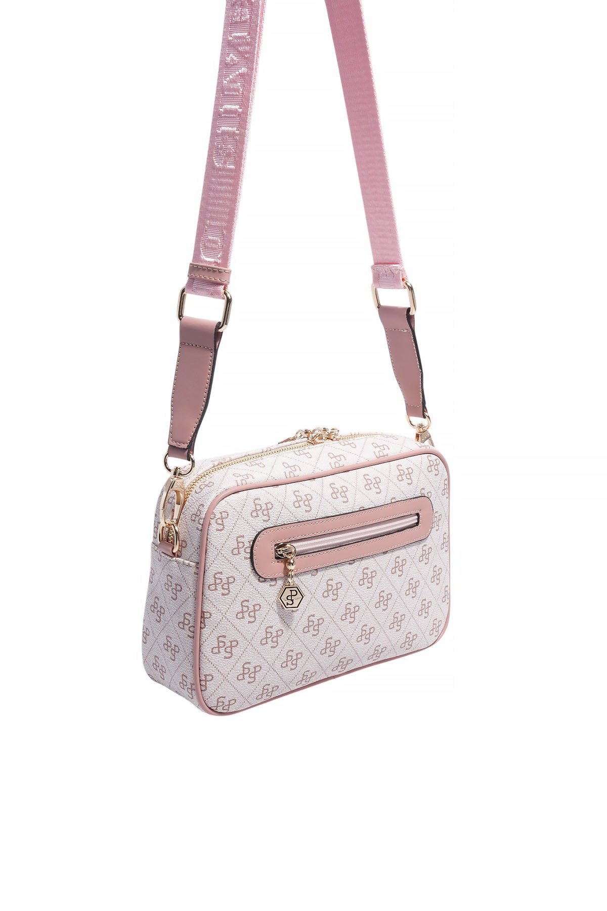 SP1280 Kadın Çapraz Çanta Monogram Pembe-Somon