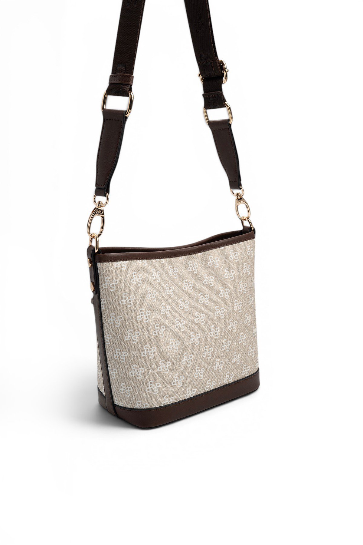 SP1284 Kadın Omuz Çantası Monogram Taş-Kahve
