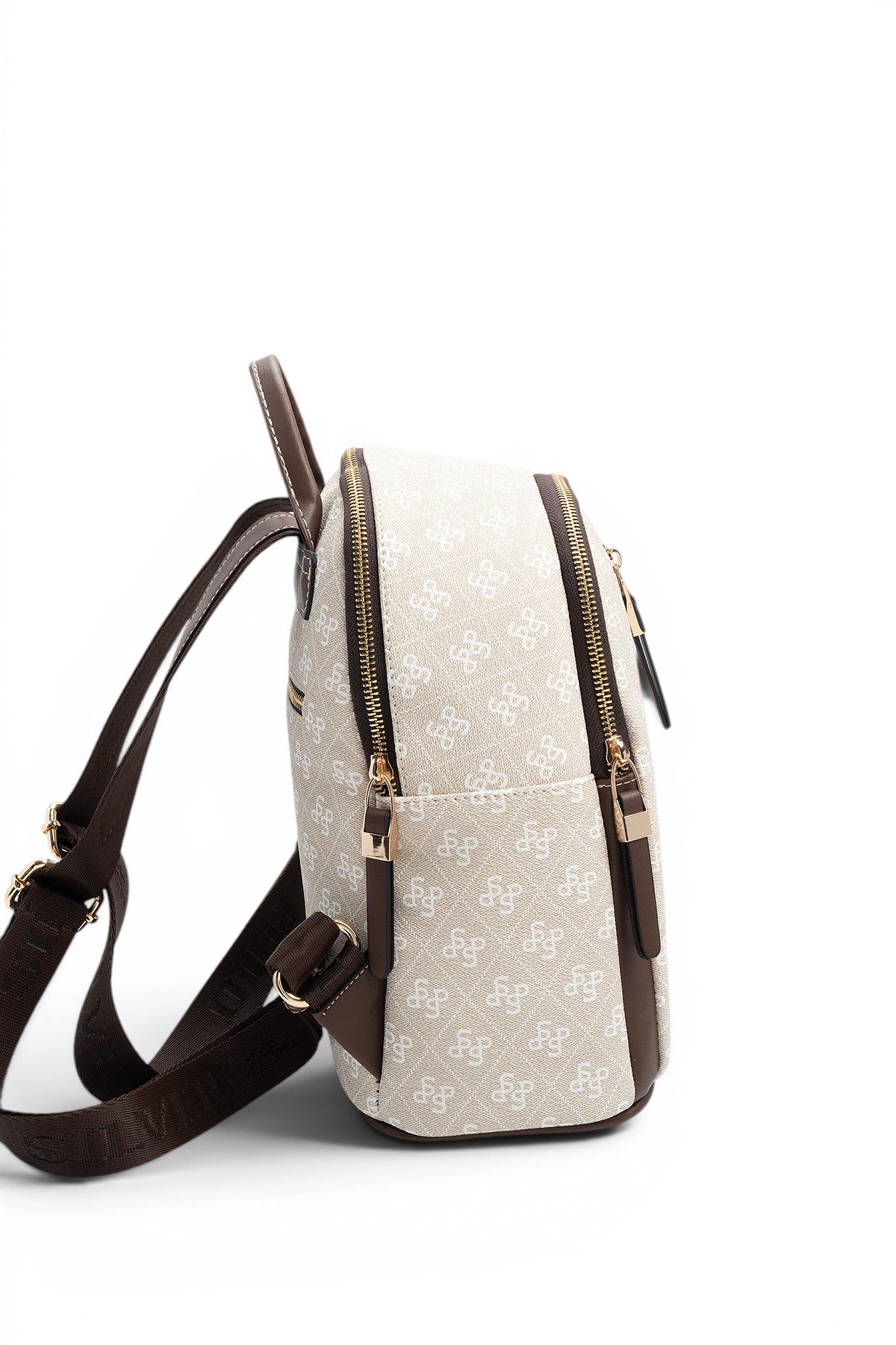 SP901 Kadın Sırt Çantası Monogram Taş-Kahve