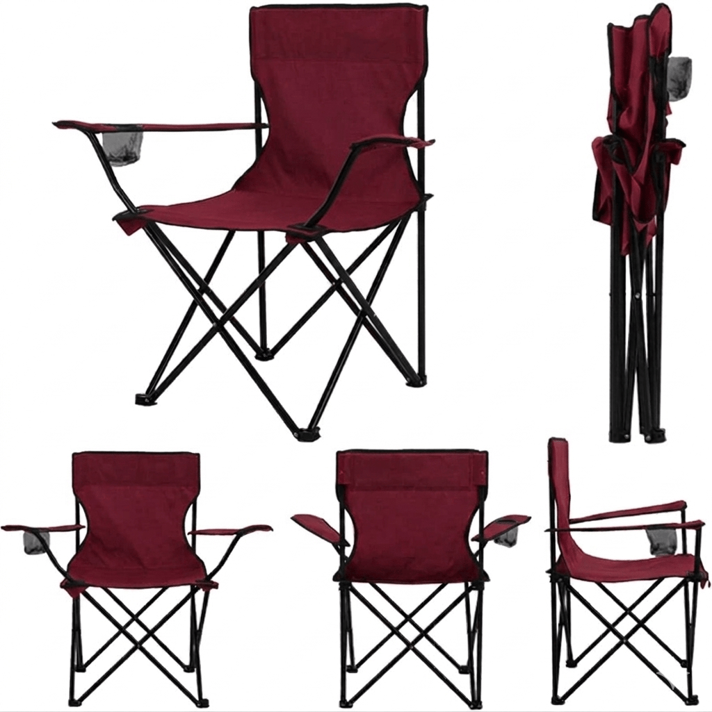 2 Sandalyeli Katlanır Kamp Masa Sandalye Seti 60x45 cm 3 Parça