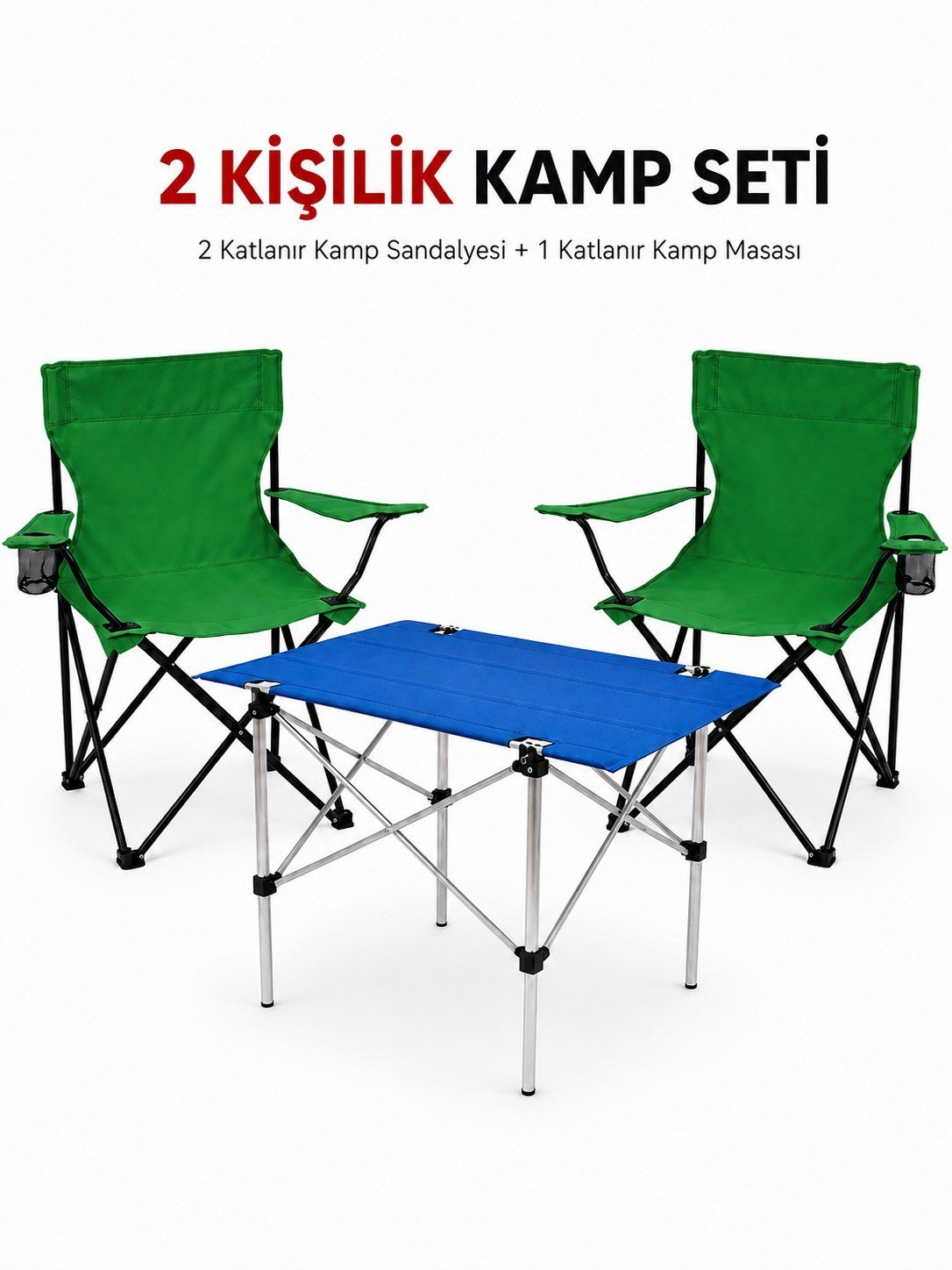 2 Sandalyeli Katlanır Kamp Seti Masa ve Sandalye Takımı