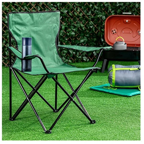 4 Sandalyeli Katlanır Kamp Masa Sandalye Seti 71 cm Yuvarlak Masa Çantalı 5 Parça