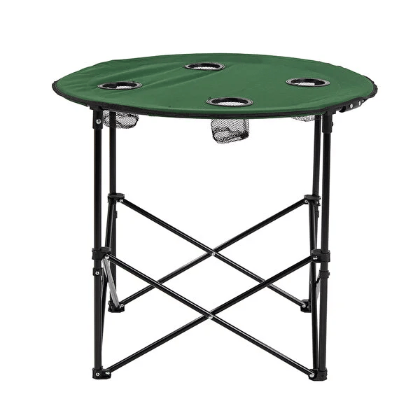 4 Sandalyeli Katlanır Kamp Masa Sandalye Seti 71 cm Yuvarlak Masa Çantalı 5 Parça