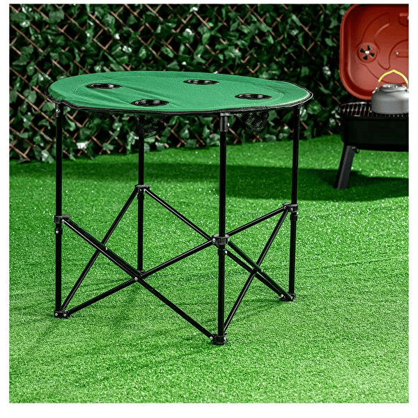 4 Sandalyeli Katlanır Kamp Masa Sandalye Seti 71 cm Yuvarlak Masa Çantalı 5 Parça