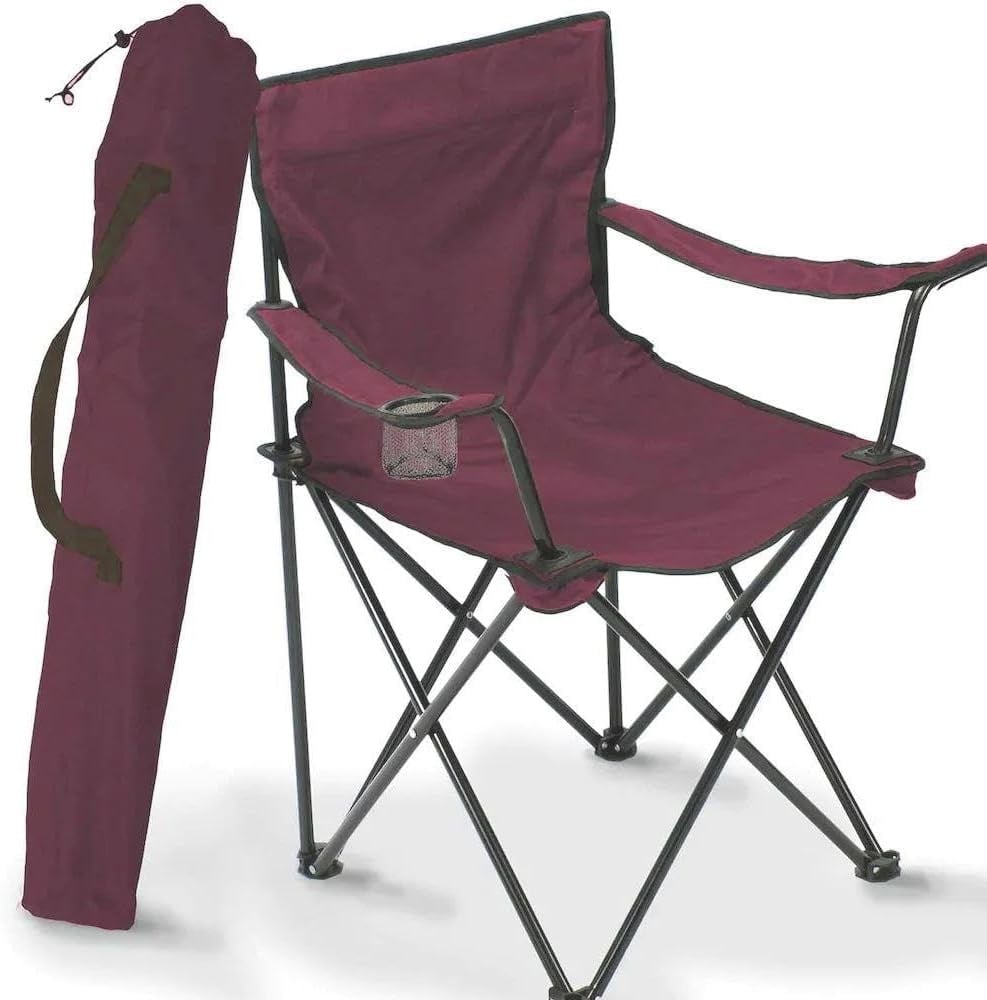 Katlanır Kamp Masa Sandalye Seti – 2 Bordo Sandalye ve Mavi 47 cm Masa
