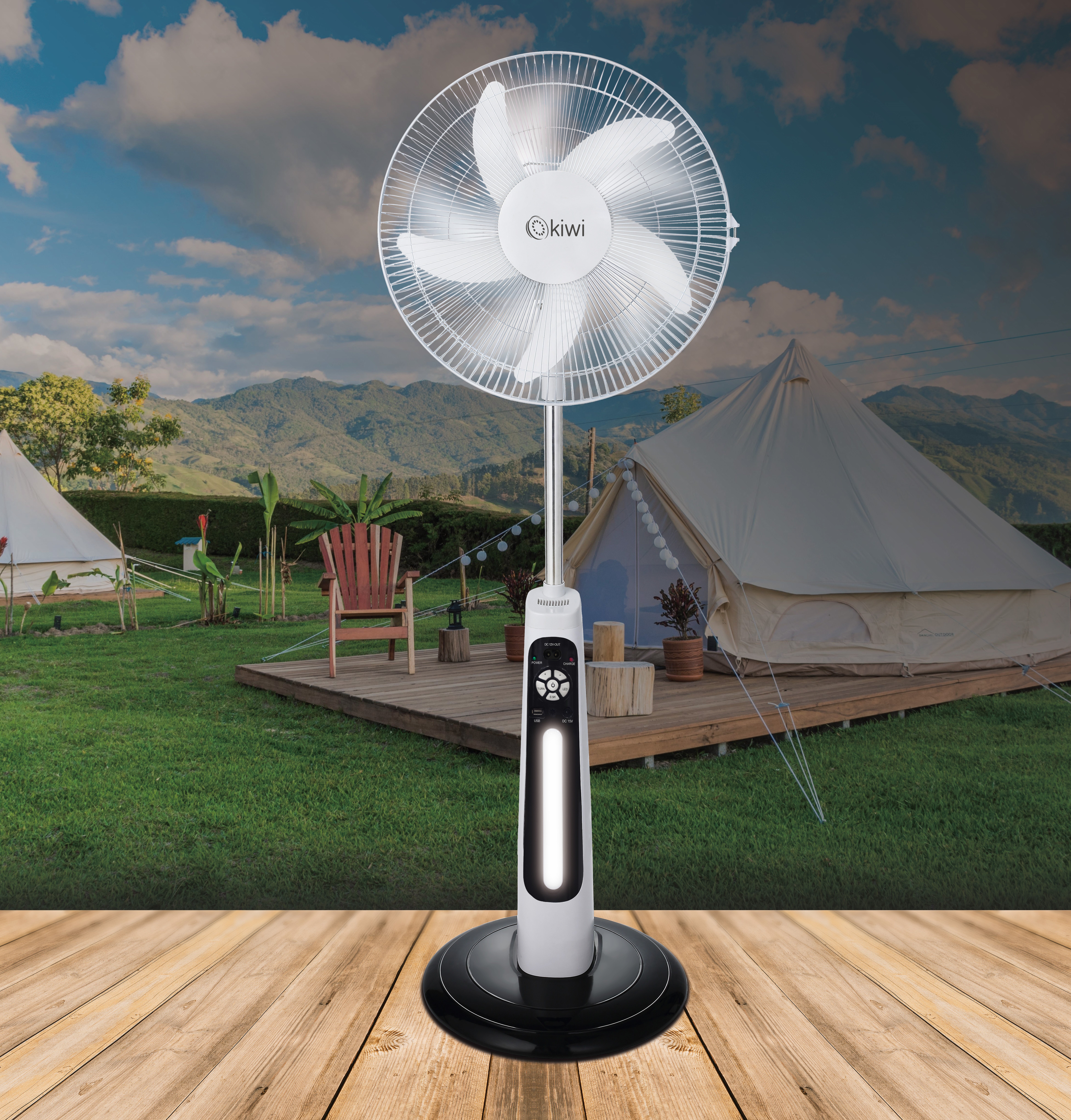 KFAN-7629 Şarjlı Standlı Vantilatör – 9 Hız, AC/DC Çalışma, 3–9 Saat Kullanım, 2 LED Lambalı, 30W