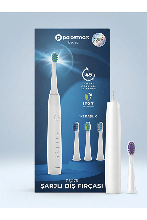 Polosmart Şarjlı Diş Fırçası PSC82 Navy + Hediye Şarjlı Diş Fırçası(PSC74-PSC75)IPX7 Suya Dayanıklı