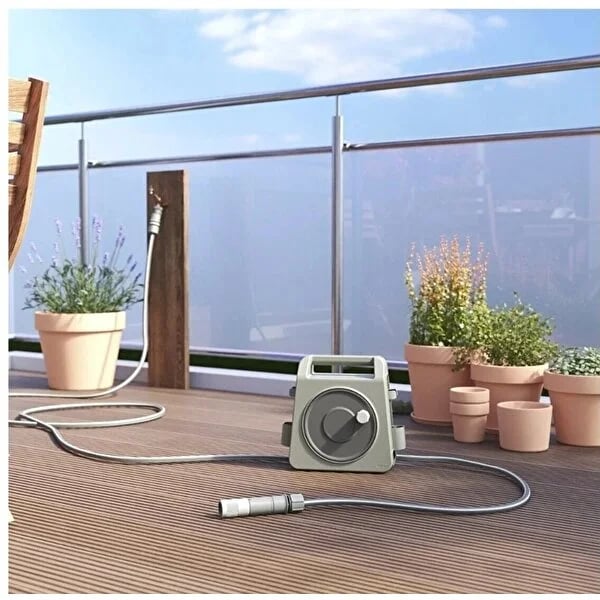 Verve Mikro Hortum Makarası 10 Metre Gri – Sprey Başlıklı, 2 Bağlantı Aparatlı Bahçe Hortumu Seti