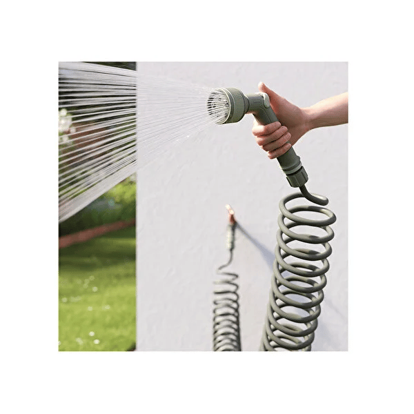 Verve Spiral Hortum Seti 15 Metre – Gül Başlıklı Tabancalı Bahçe Sulama Hortumu