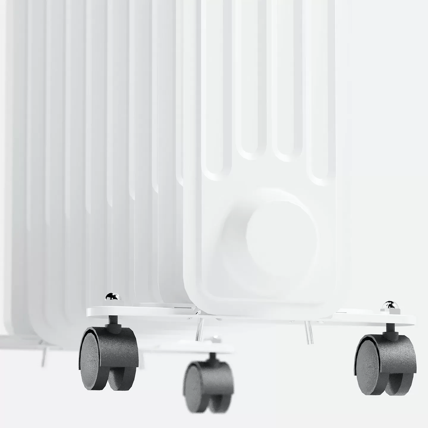 Voltomat 2000W Termostatlı Yağlı Radyatör – 9 Dilim, 3 Kademe (800/1200/2000W), Tekerlekli, Beyaz (20 m²)