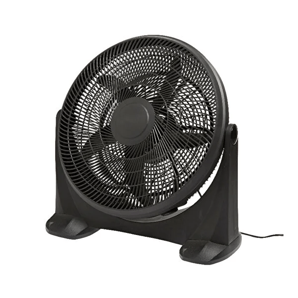 Yer Tipi Siyah Vantilatör 50,8 cm – 90W, 180° Ayarlanabilir Başlık, Güçlü Hava Akışı