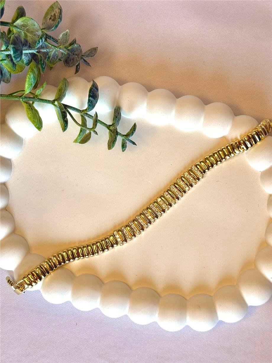 14k çizgi model taşlı xuping bileklik