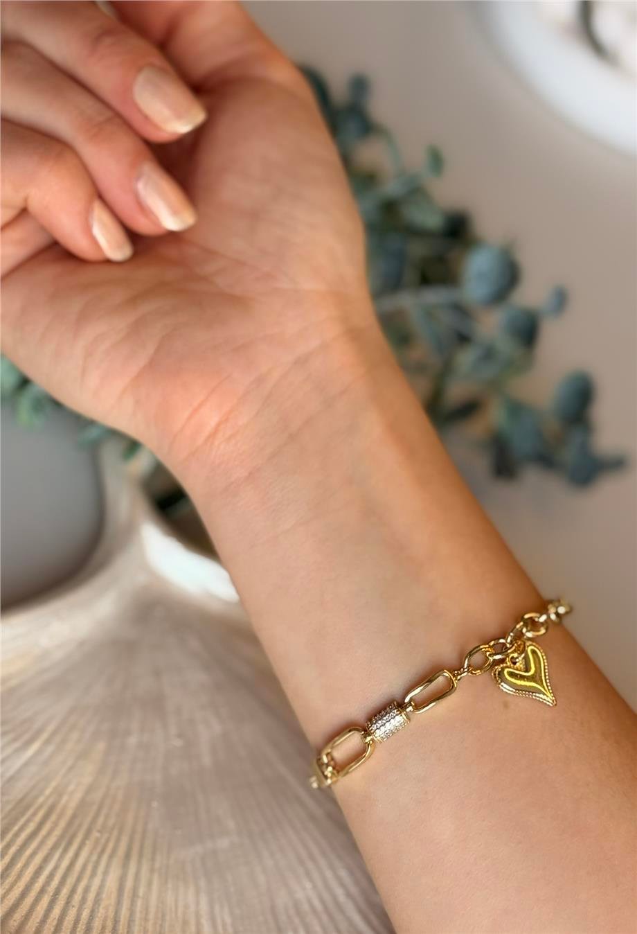 14K Kalp Charm'lı Çubuk Xuping Bileklik