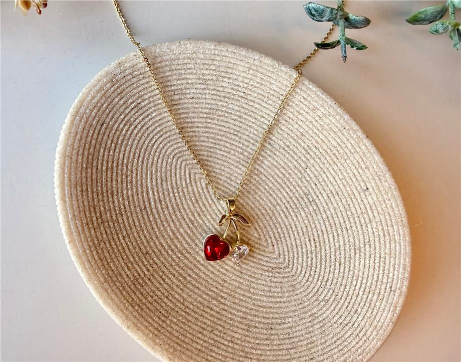 14k kiraz model zirkon taşlı kolye