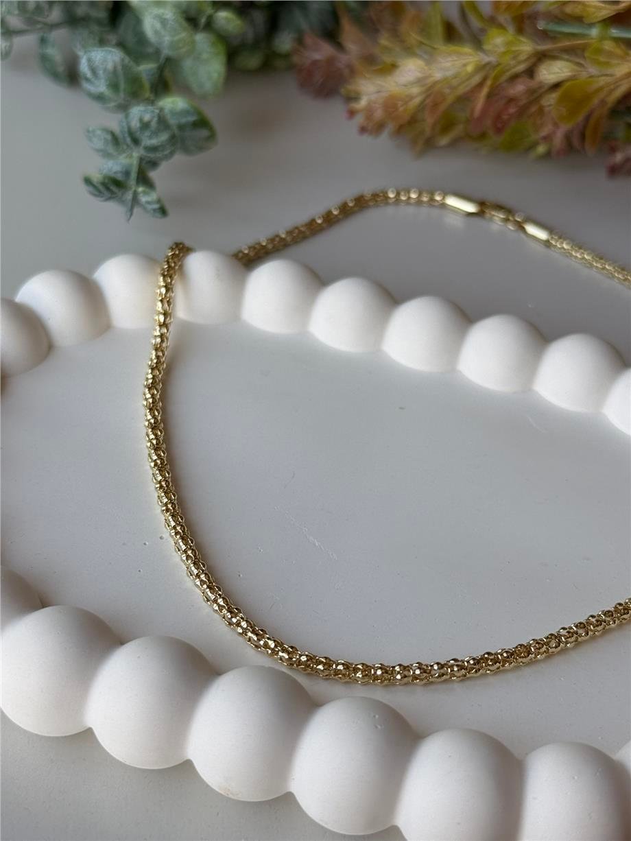 14k örgü zincir  kolye 45 cm 