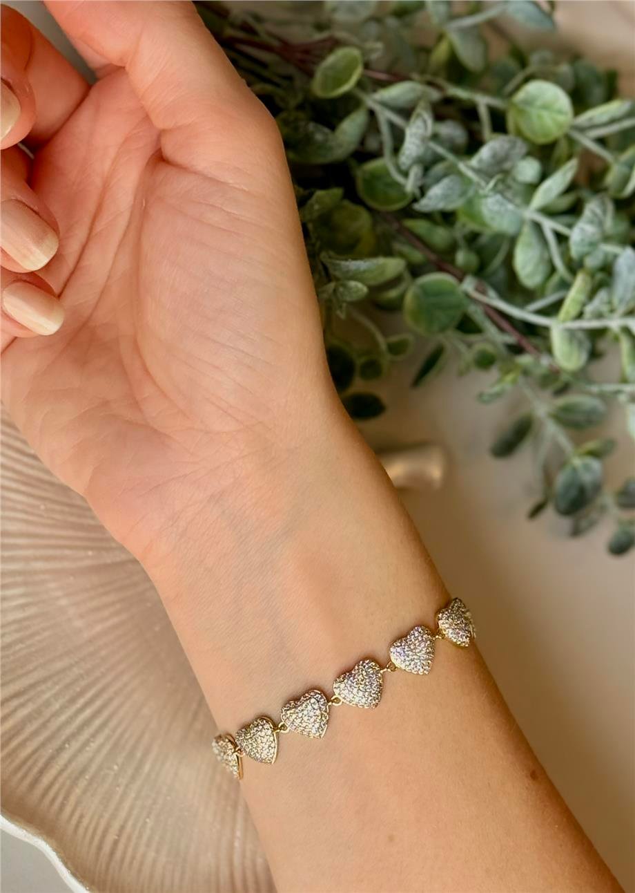 14K Zirkon Taşlı Kalp Xuping Bileklik